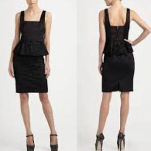Alice + Olivia Yodi Square Neck Peplum Dress in Black - Size 0 (measured)